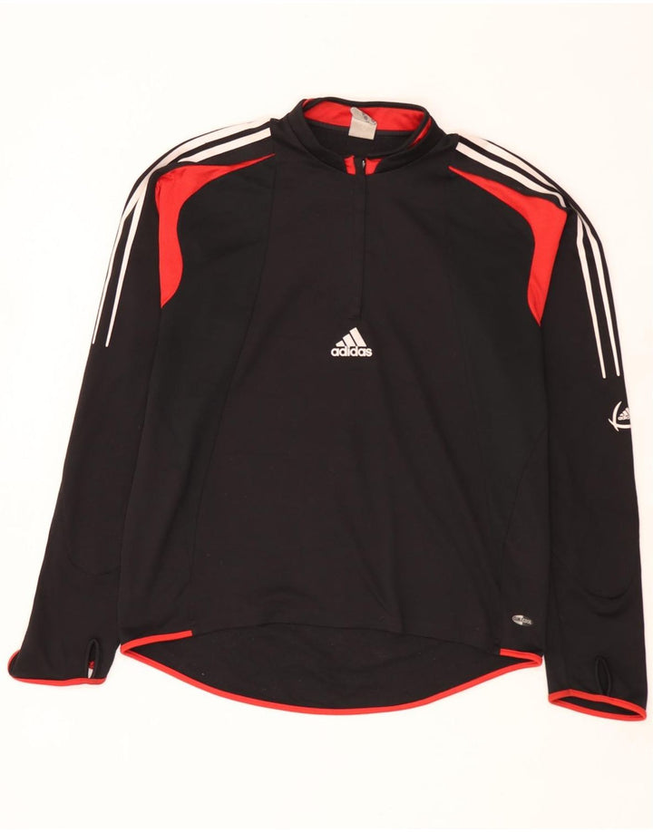 Adidas Herre Zip Neck Pullover Træningsdragt Top Stor Sort Colourblock