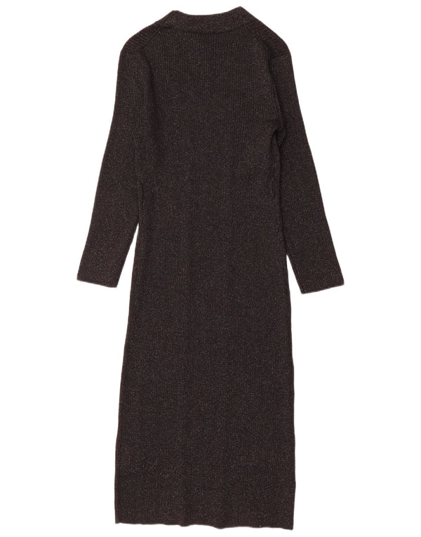 Dkny Dame Langærmet Jumper Dress UK 12 Medium Black Flecked Rayon