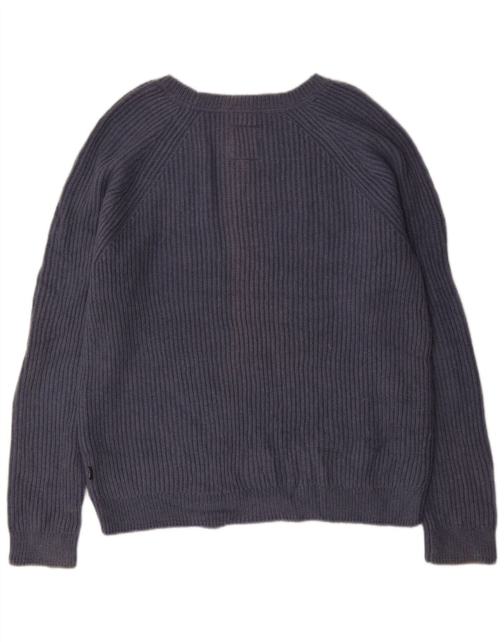 Fat Face Herre Boat Neck Jumper Sweater Stor Marineblå Bomuld