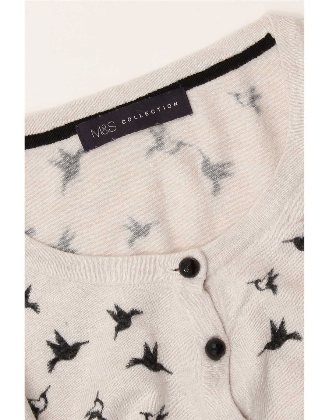 Marks & Spencer kvinders abstrakt mønster cardigan sweater UK 14 Medium White