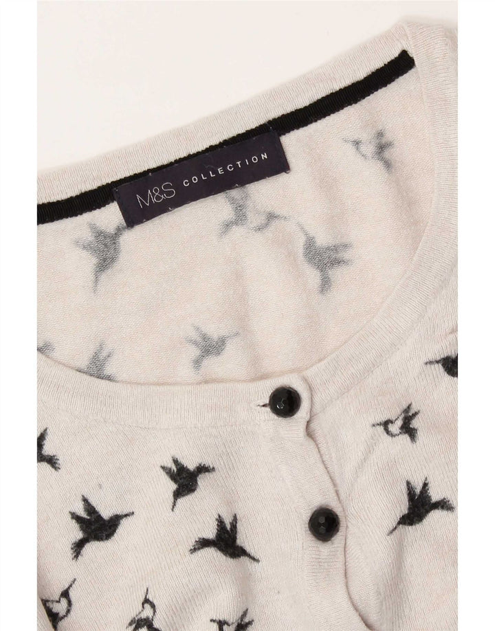 Marks & Spencer kvinders abstrakt mønster cardigan sweater UK 14 Medium White
