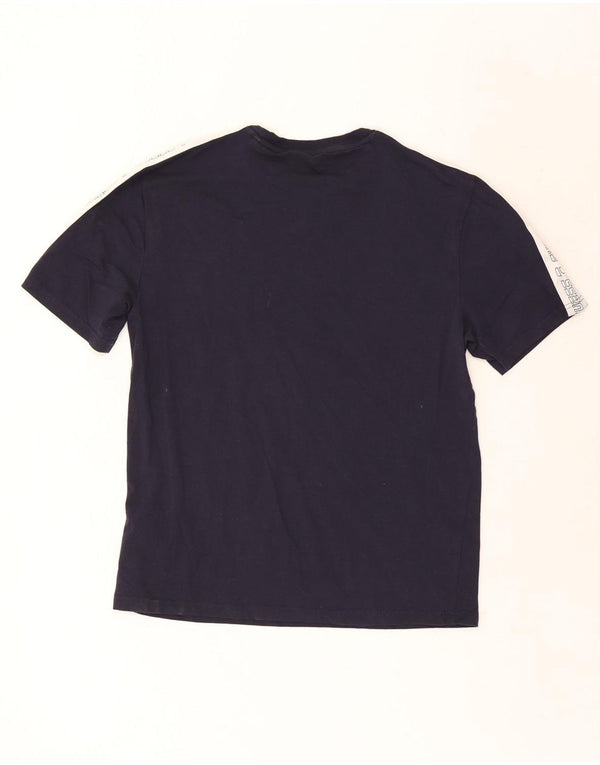 Guess Herre grafisk T-shirt Top Medium Marineblå Colourblock Bomuld