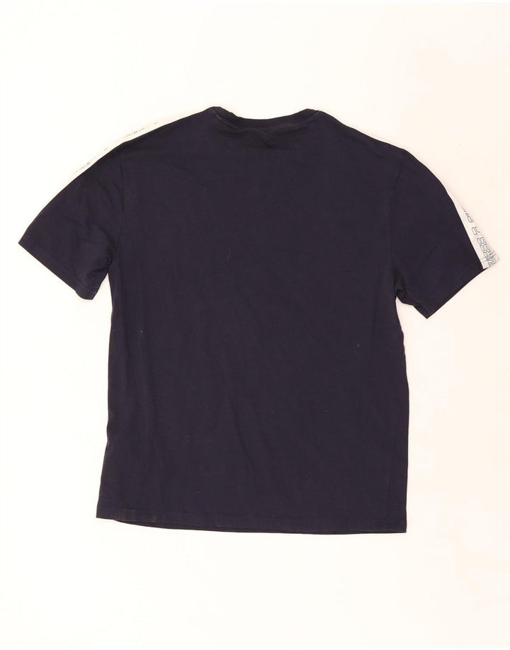 Guess Herre grafisk T-shirt Top Medium Marineblå Colourblock Bomuld