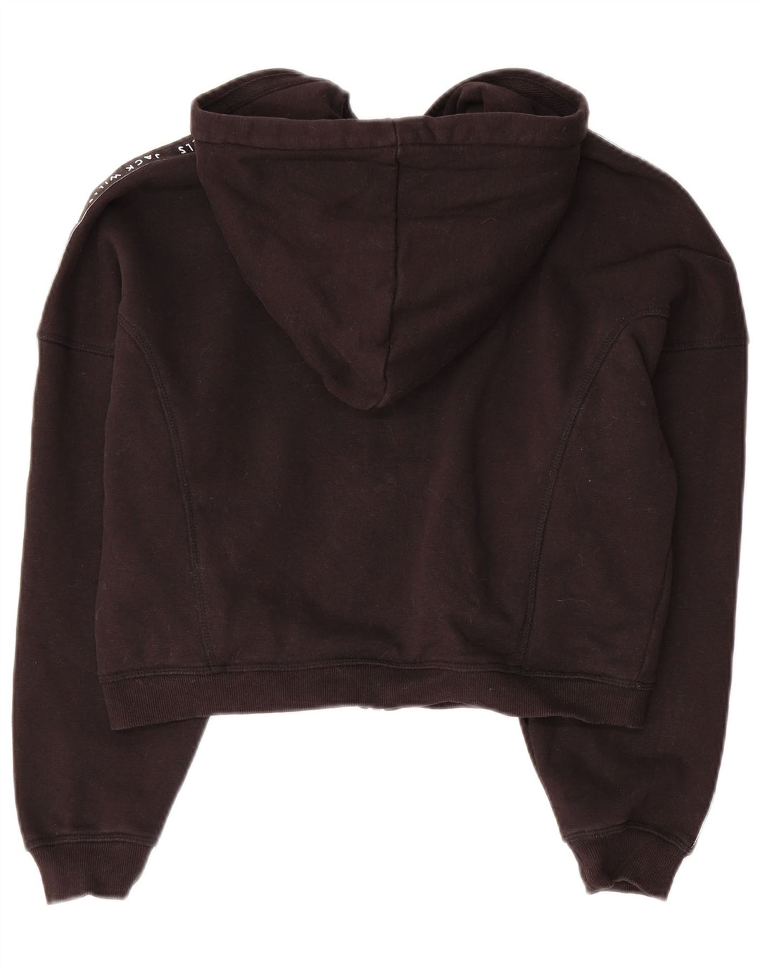 JACK WILLS Dame Oversized Crop Zip Hoodie Sweater UK 10 Small Black