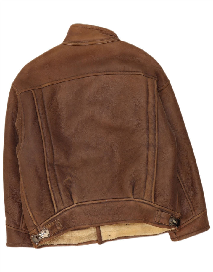 Vintage Herre Shearling Jacket UK 42 XL Brown Shearling