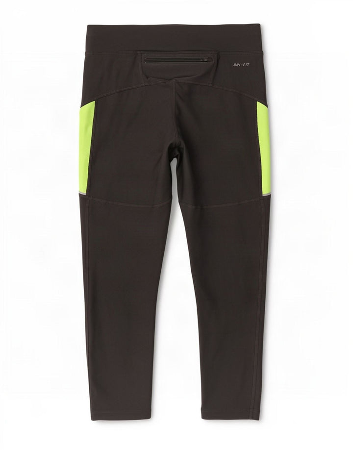 Nike Dame Dri Fit Capri Leggings UK 10 Small Grey Colourblock Polyester