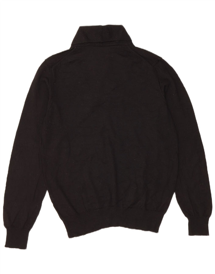 ZARA Mens Shawl Neck Jumper Sweater Medium Black Wool