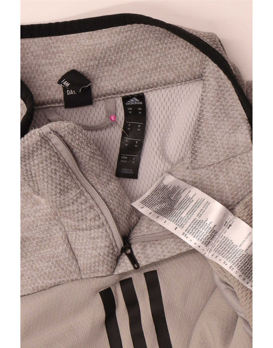 Adidas Herre Climawarm Pullover med lynlås-hals Træningsdragt Top Medium Grå Polyester