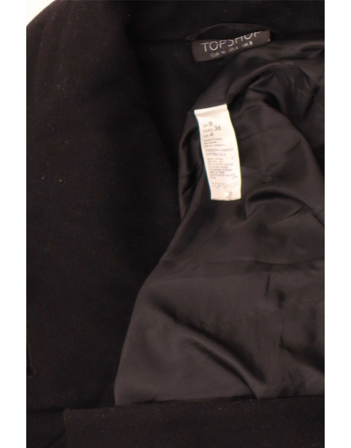 Topshop Dame Overfrakke UK 8 Lille Sort Uld