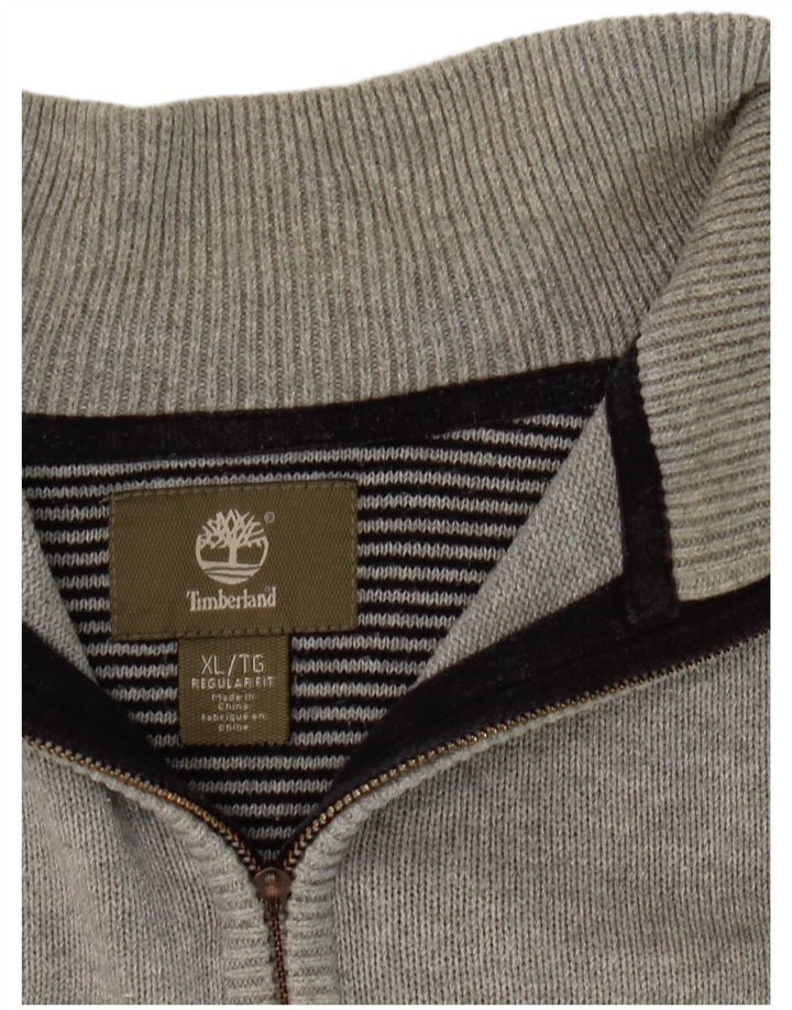 TIMBERLAND Herre Regular Fit Zip Neck Jumper Sweater XL Grå