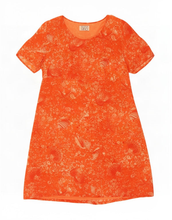 ELENA MIRO Kvinder Abstrakt Mønster A-Line Kjole UK 24 4XL Orange Viscose