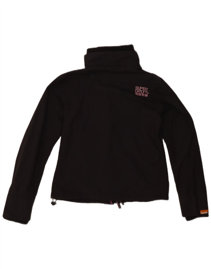 SUPERDRY Womens Windbreaker Jacket UK 16 Large Black Nylon