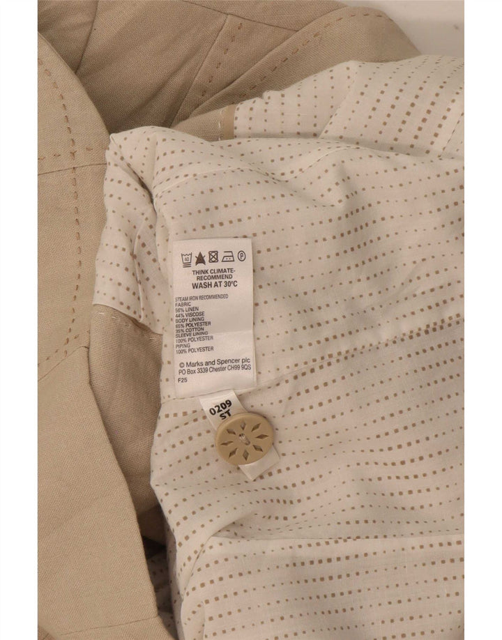 Marks & Spencer Dame 2 Button Blazer Jacket UK 16 Large Beige Linen