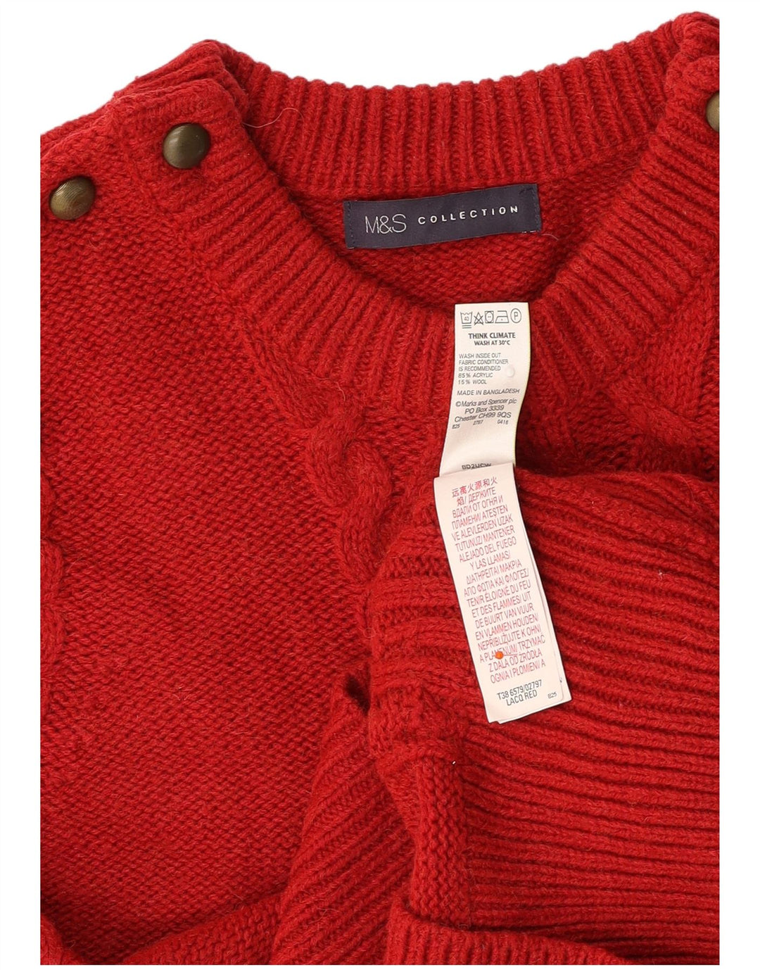 MARKS & SPENCER Womens Boat Neck Jumper Sweater UK 10 Small Red Acrylic