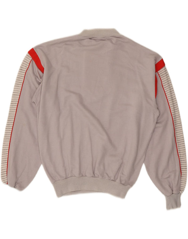 LOTTO Dame Button Neck Sweatshirt Jumper UK 14 Medium Grey Pinstripe