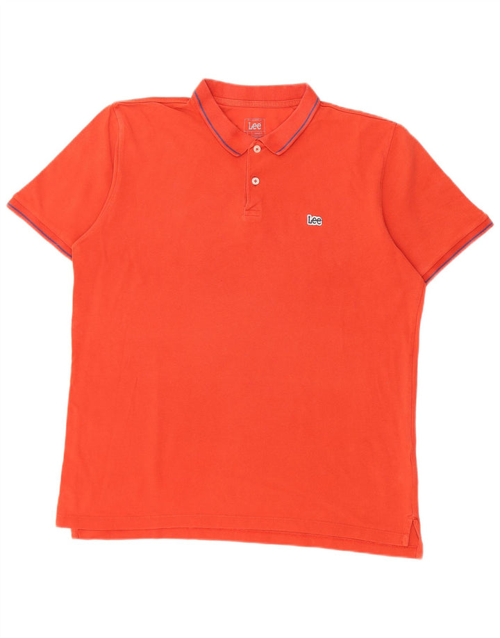 LEE Mens Regular Fit Polo Shirt Large Red Cotton