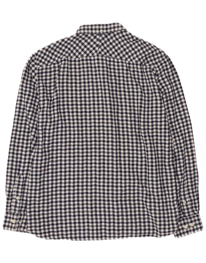 FRANSK FORBINDELSE Herre almindelig flannelskjorte Stor marineblå Gingham
