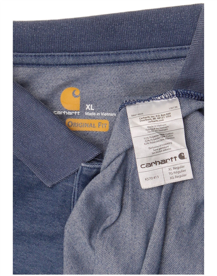 Carhartt Herre Original Fit Polo Shirt XL Blå Flecked Polyester