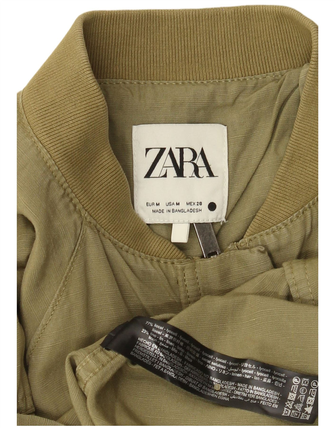Zara Dame Oversized Overfrakke UK 14 Medium Khaki Lyocell
