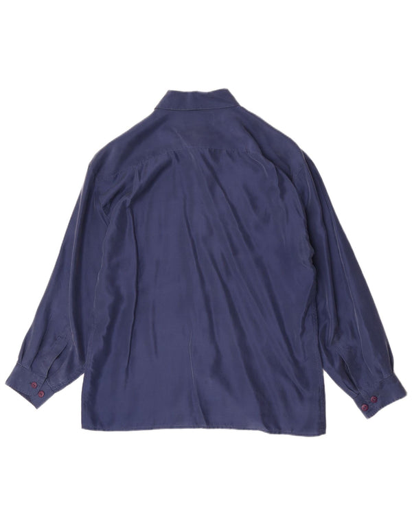Vintage herreskjorte medium marineblå silke