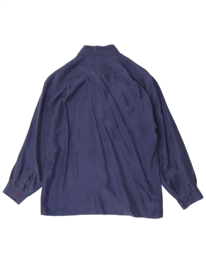 Vintage herreskjorte medium marineblå silke