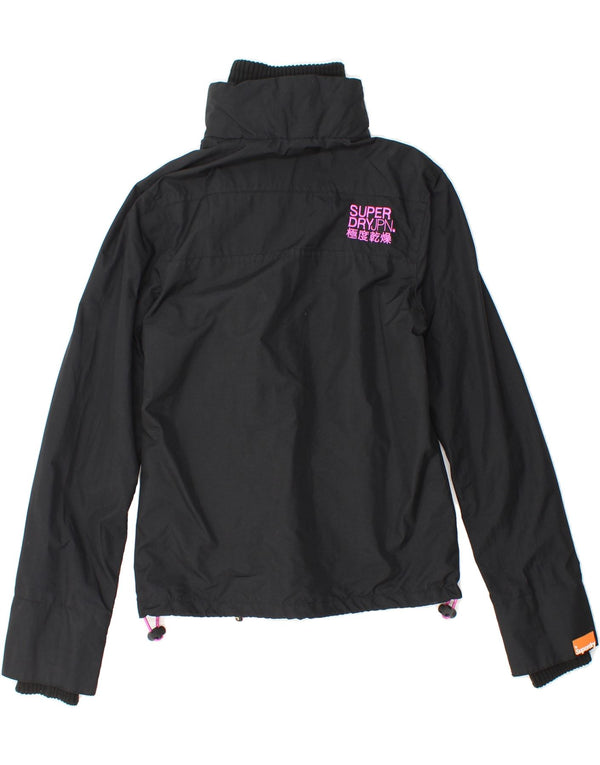 SUPERDRY Womens Windbreaker Jacket UK 6 XS Black Nylon