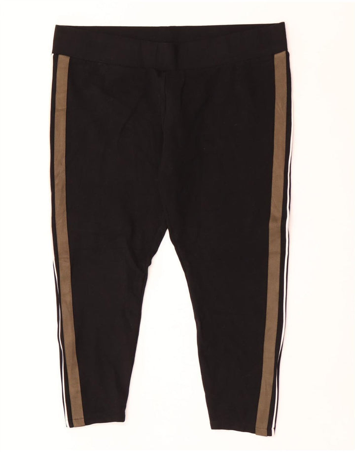 Marks & Spencer Dame Capri Leggings UK 20 2XL Sort Stribet Viscose