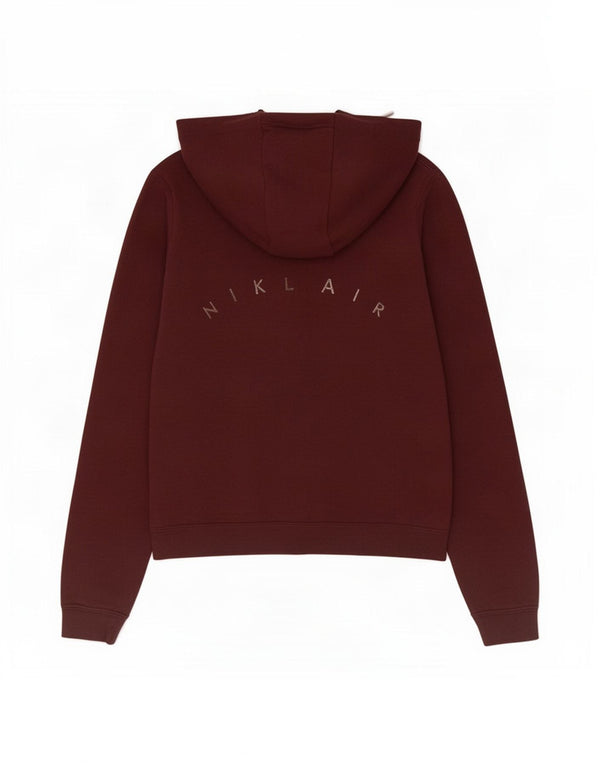 Nike Womens Crop Oversized hættetrøje med lynlås UK 6 XS Bourgogne bomuld