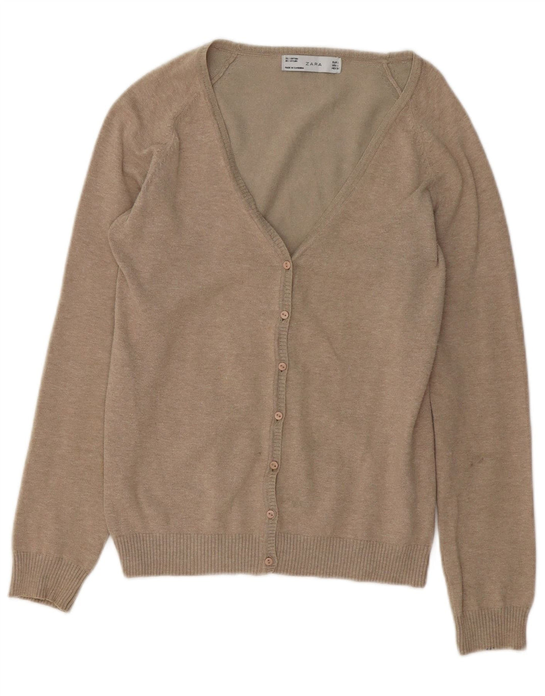 Zara Dame Cardigan Sweater UK 14 Stor Grå Nylon