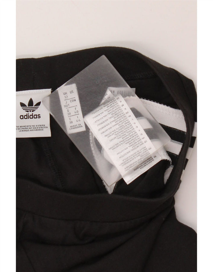 Adidas Dame Grafiske Leggings UK 12 Medium Sort Bomuld
