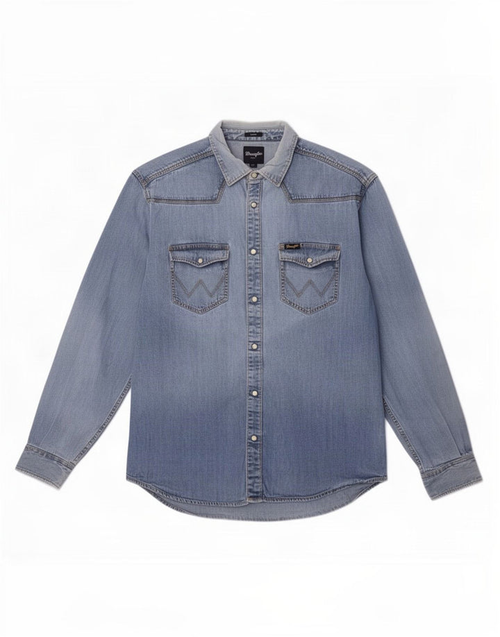 Wrangler Herre Casual Denim Shirt XL Blå Bomuld
