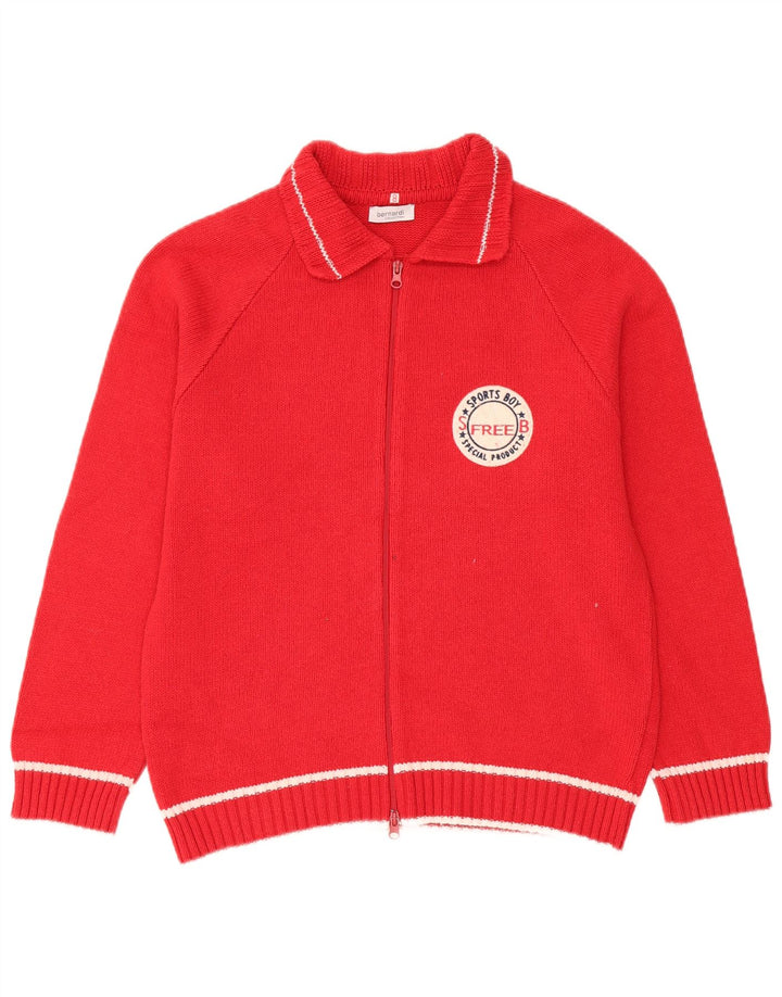 Bernardi Dame Grafisk Cardigan Sweater med fuld lynlås US 8 Medium Rød Bomuld