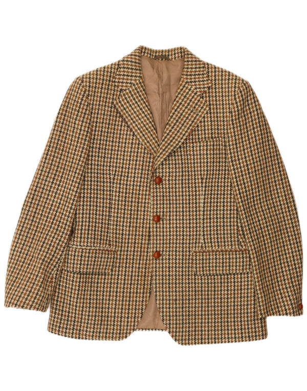 Harris Tweed Herre 3-knaps blazerjakke UK 36 Small Green Houndstooth Wool