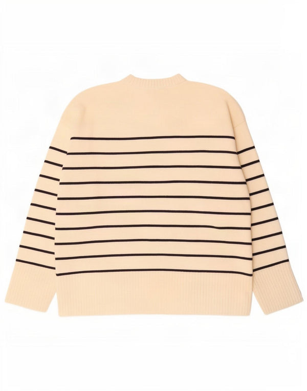Zara Dame Jumper Sweater UK 14 Medium Off White Stribet