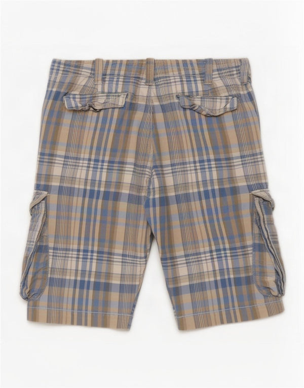 Benetton Herre Regular Cargo Shorts W32 Medium Blue Plaid