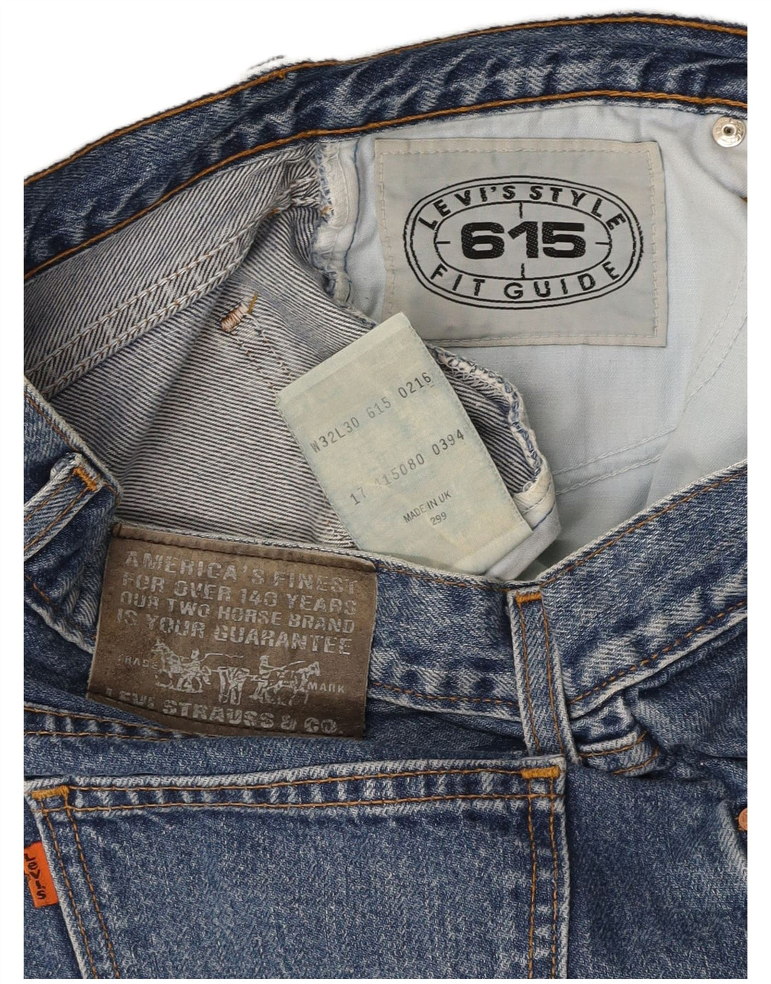 LEVI'S Herre 615 Straight Jeans W32 L30 Blå Bomuld