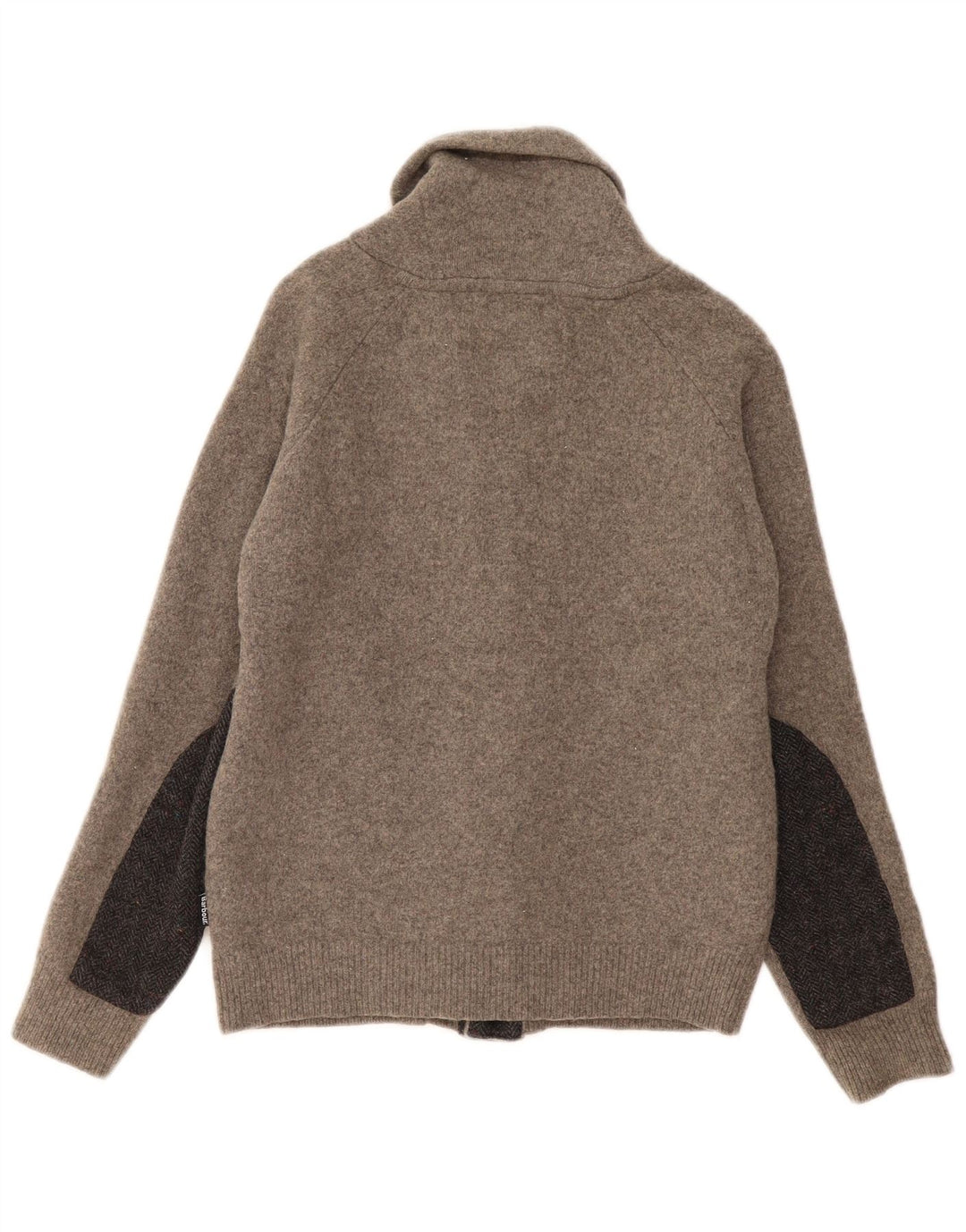 BARBOUR Drenge Cardigan Sweater 11-12 År Stor Grå Colourblock Uld
