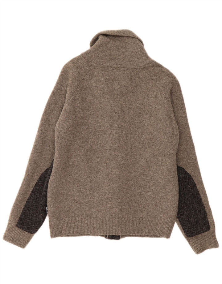 BARBOUR Drenge Cardigan Sweater 11-12 År Stor Grå Colourblock Uld