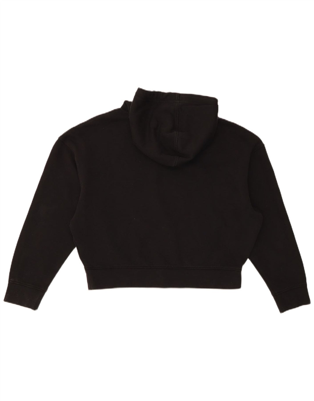 Calvin Klein Dame Oversized Crop Hoodie Jumper UK 14 Medium Sort Bomuld