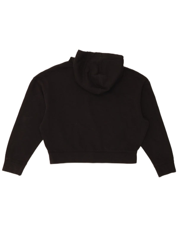 Calvin Klein Dame Oversized Crop Hoodie Jumper UK 14 Medium Sort Bomuld