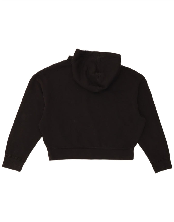 Calvin Klein Dame Oversized Crop Hoodie Jumper UK 14 Medium Sort Bomuld