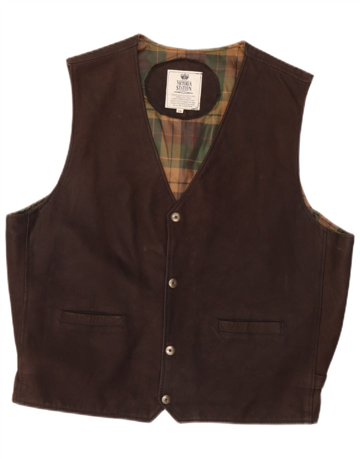 Vintage herre lædervest IT 56 2XL Brun