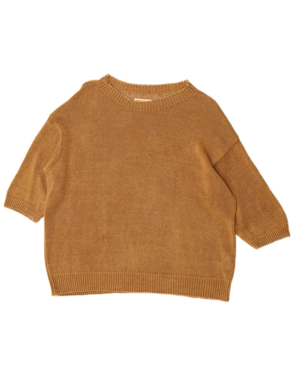 Toast Dame 3/4-ærmet Bådhals sweater UK 14 Medium Beige Linned
