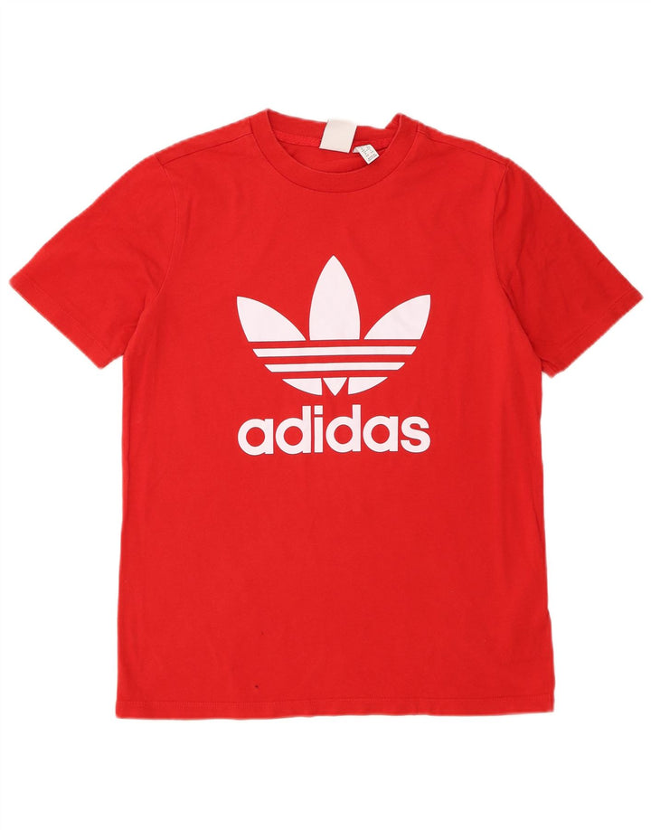 Adidas Dame Grafisk T-Shirt Top UK 14 Medium Rød Bomuld