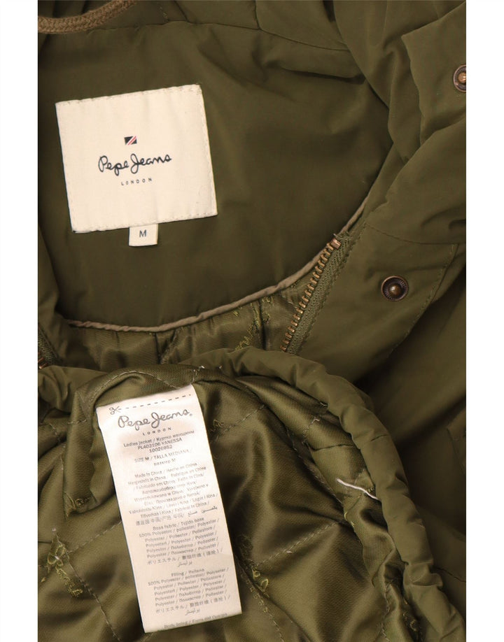 PEPE Jeans Dame Hooded Parka Jacket UK 14 Medium Khaki