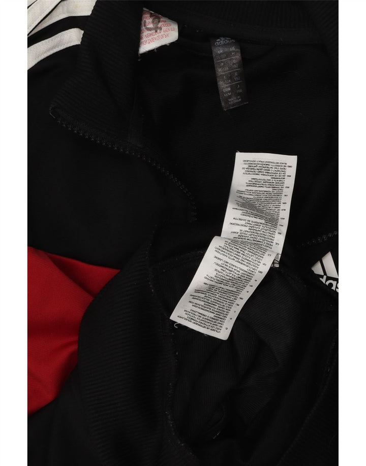 ADIDAS Boys Tracksuit Top Jacket 11-12 Years Black Colourblock Polyester