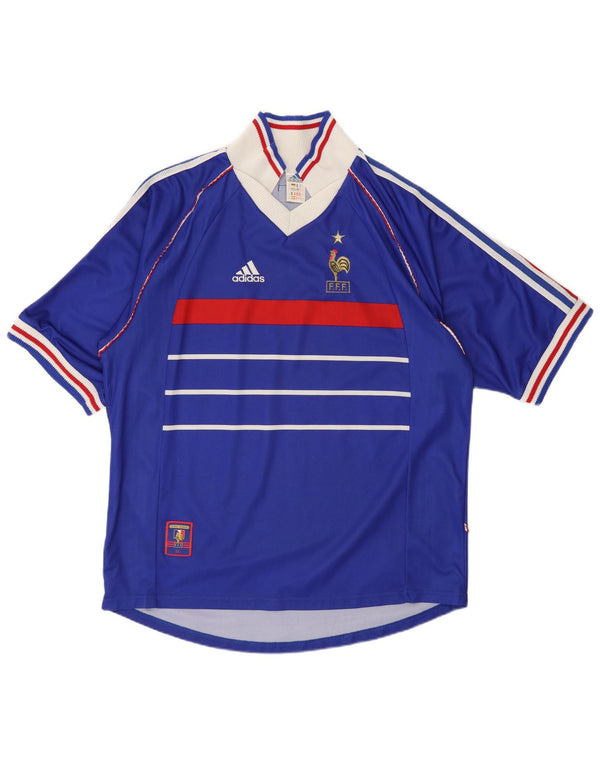 Adidas Herre Frankrig Hjem 1998 fodboldtrøje XL Blå Colourblock Polyester