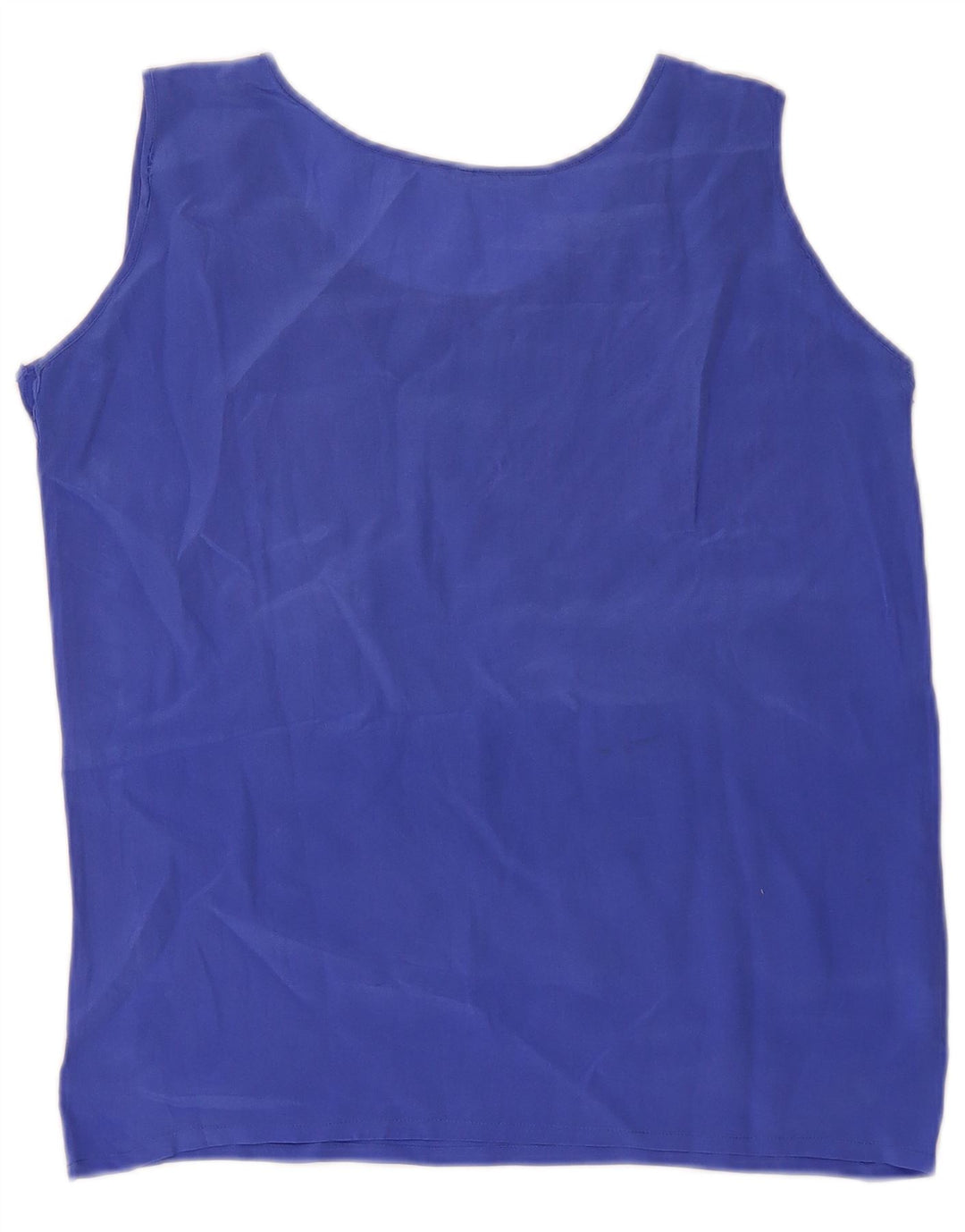 Vintage Dame See Through Vest Top UK 8 Small Blue Silk