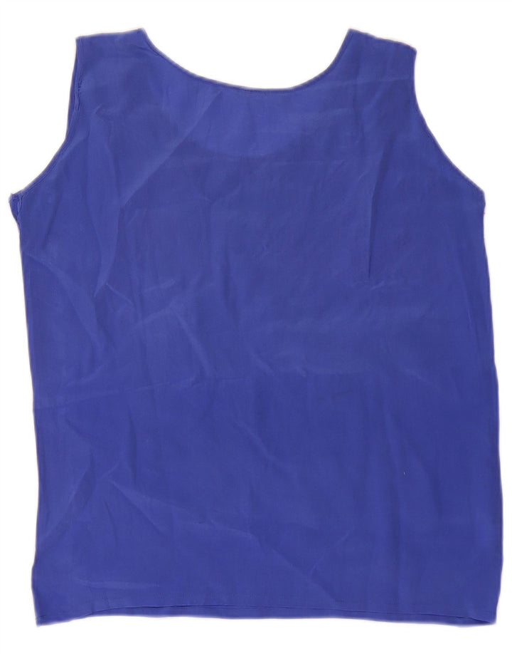 Vintage Dame See Through Vest Top UK 8 Small Blue Silk