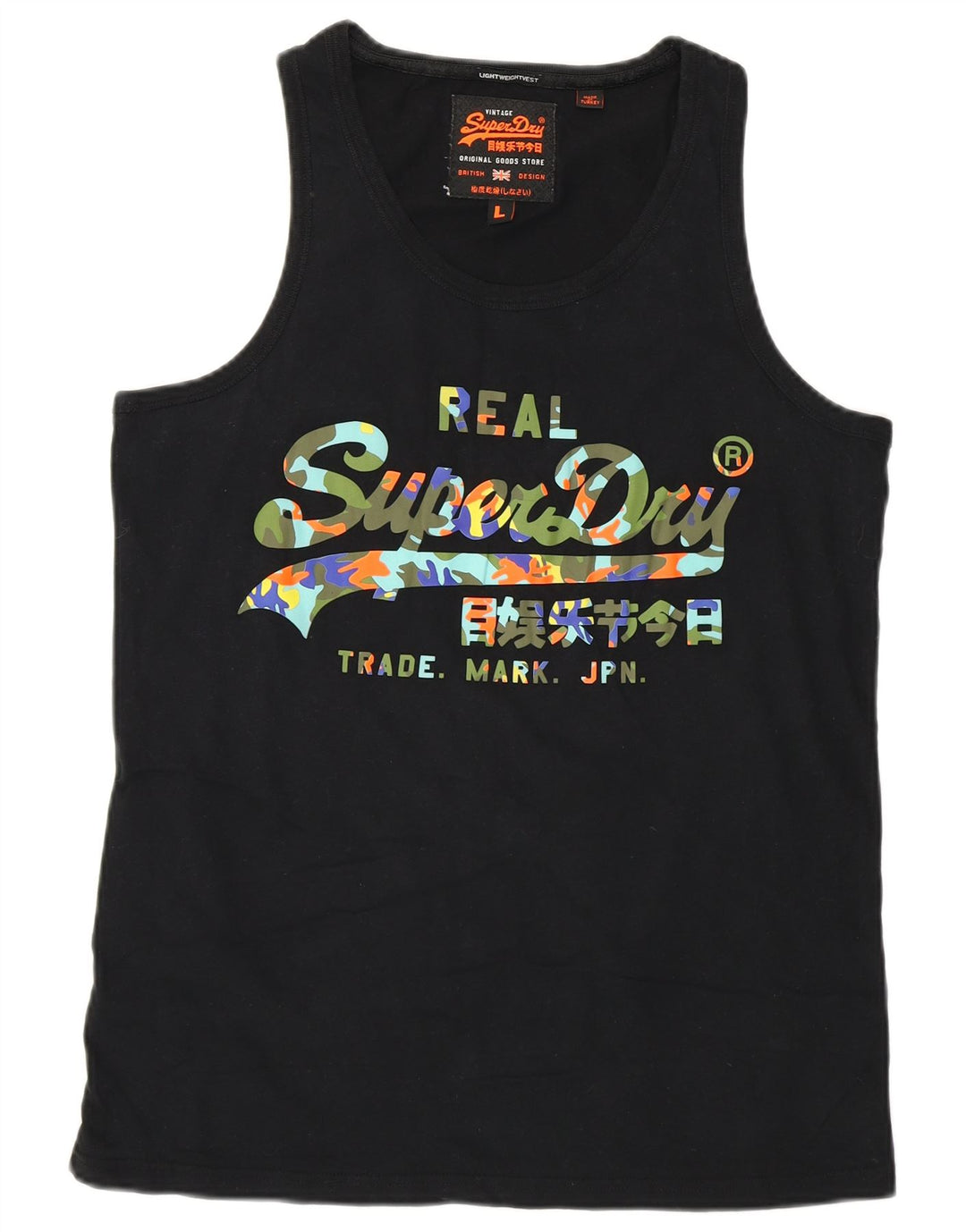 Superdry grafisk vest top til mænd, stor sort bomuld